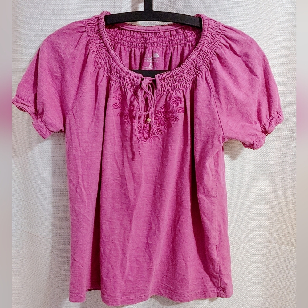 (5/$20) Tradition Pink Smocked Women's Top, Size Small